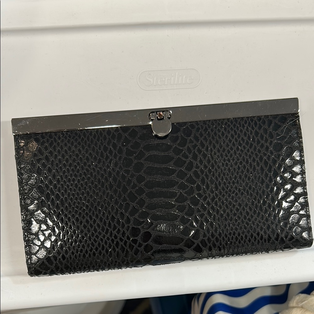 Aldo Snakeskin Patent Leather Clutch